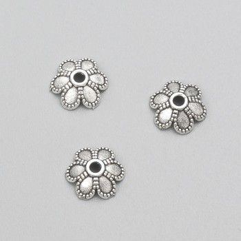 Capăt pentru șnur, culoare metalică argintiu, diametrul 9×3 mm, ambalaj -20 g, 62(±) buc.