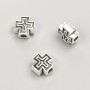Inserție pentru mărgele în formă de cruce, diametrul 9×9×5 mm, ambalaj 20 g, 18 bucăți ±, culoare metalică argintiu