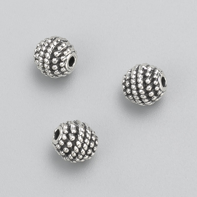 Accesorii – inserție de mărgea, diametru 8 mm ±, ambalaj 20 g, 15 bucăți ±, culoare metalică „argintiu”