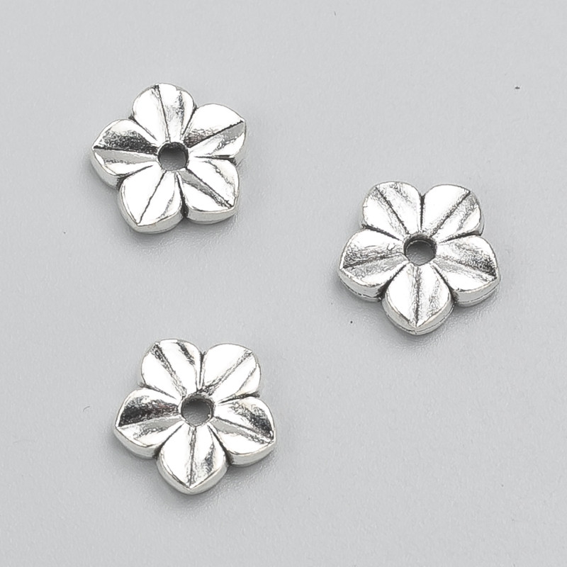 Inserție mărgea Floare, diametru 11×3 mm, ambalare 20 g, 15 bucăți ± culoare metalică Argintiu