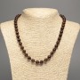 Colier cu ochi de tigru, mărgele netede, diametru 8 mm ±, lungime 50 cm ±, din nefrit alb (colorat sintetic)