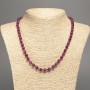 Colier bordo «Turmalin» cu bile netede, diametrul 6 mm, lungime 50 cm, din nefrit alb sintetic colorat