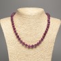 Colier burgundiu „Turmalin” cu bile netede, diametrul 8 mm, lungime 50 cm, din nefrit alb (vopsit sintetic)