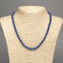 Colier albastru „Lazurit” cu bile netede, diametrul de 6 mm, lungimea de 50 cm, din nefrit alb (vopsit sintetic)