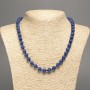 Colier albastru «Lazurit» mărgele netede, diametru 8 mm aprox., lungime 50 cm aprox., din nefrit alb sintetic (colorat în nuanțe de lazurit)