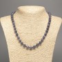 Colier «Charoit» cu bile netede, diametru 8 mm, lungime 50 cm, din nefrit alb sintetic colorat