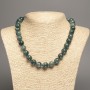 Colier albastru denim „Apatit” bilute lucioase, diametrul de 12 mm, lungime 50 cm (+/-), din nefrit alb (colorat sintetic)