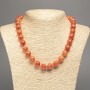 Colier «Coral portocaliu» cu bile netede, diametrul 12 mm, lungime 50 cm, din nefrit alb (colorat sintetic)