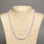 Colier mov liliac, bile netede, diametru 6 mm, lungime 50 cm, din nefrit alb sintetic vopsit