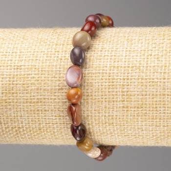 Brățară din jasper Mookaite, mărgele tăiate, diametrul 7x8 mm ±, pe elastic, lungime 18 cm+