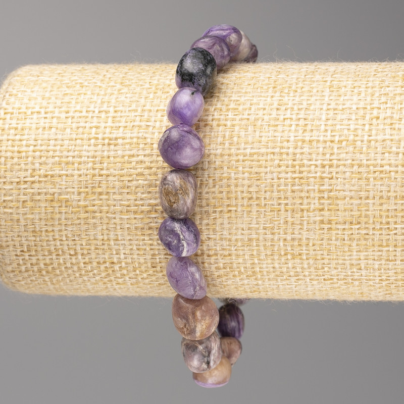 Brățară din piatră charoit cu tăietură facetată, diametrul 10x12 mm ± pe elastic, lungime 18 cm+