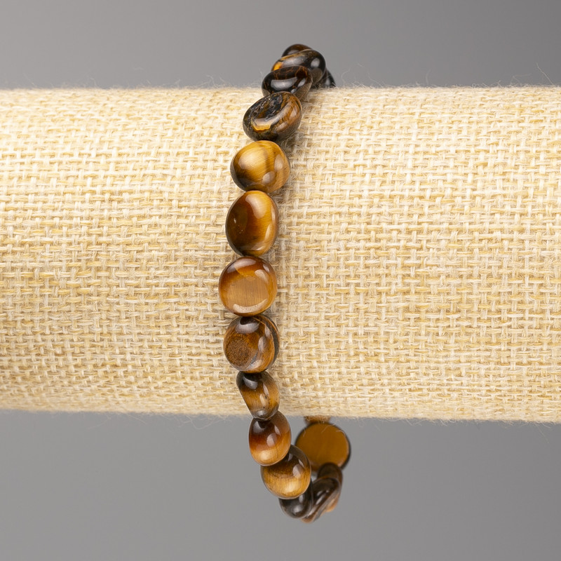 Brățară din piatră ochi de tigru fațetată, diametru 8x8 mm ± pe elastic, lungime 18 cm+