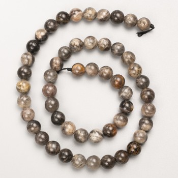 Mărgele din piatră solară naturală, cu formă sferică netedă pe șnur, diametrul de 7,5 mm, lungimea 39 cm