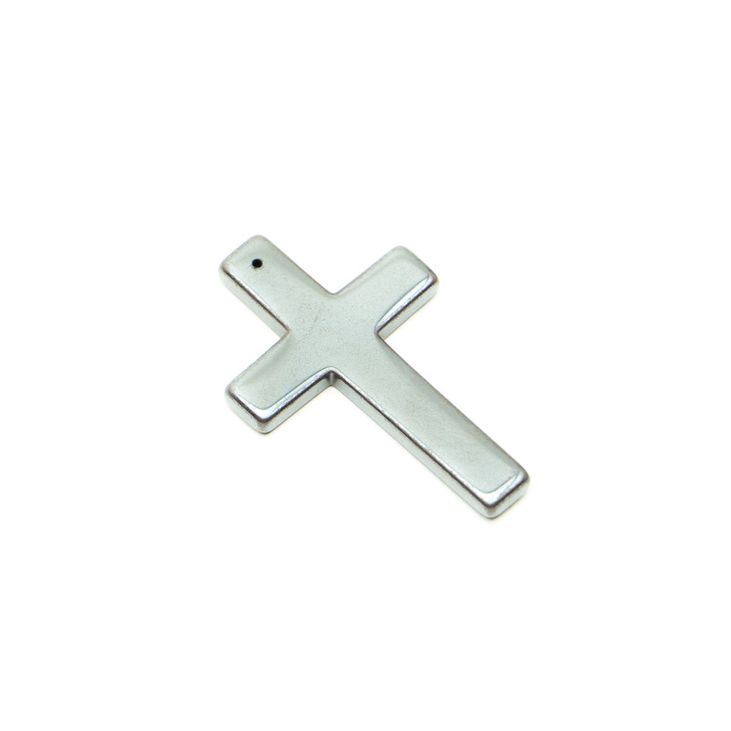 Pandantiv Cruce din hematit, diametrul 32×50 mm, 5×4 mm+