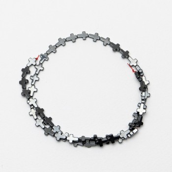 Mărgele din hematit în formă de cruce, diametrul 6×8×2 mm, lungime aproximativă 40 cm, pe fir