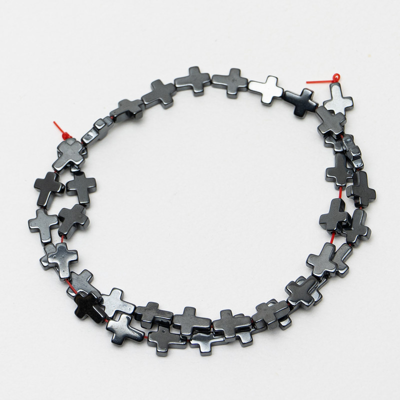 Mărgele din hematit în formă de cruci, diametrul 8,5×10,5×3 mm, lungime 41 cm, pe fir