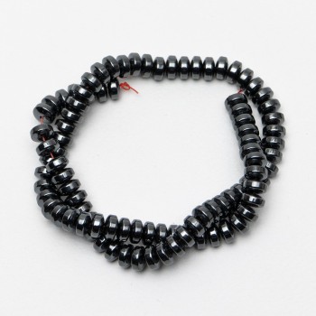 Mărgele de hematit, rondel net, diametrul 8x4 mm, lungime 40 cm +/- pe fir