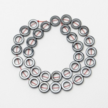 Mărgele din hematit în formă de roată, diametrul 12×3,5 mm; diametrul 7 mm; lungime 35 cm – pe fir