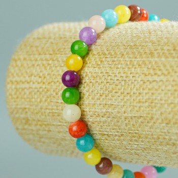 Brățară asortiment tonifiat cuarț (acrilic), diametrul 6(±)mm, lungimea 18 cm (elastic)