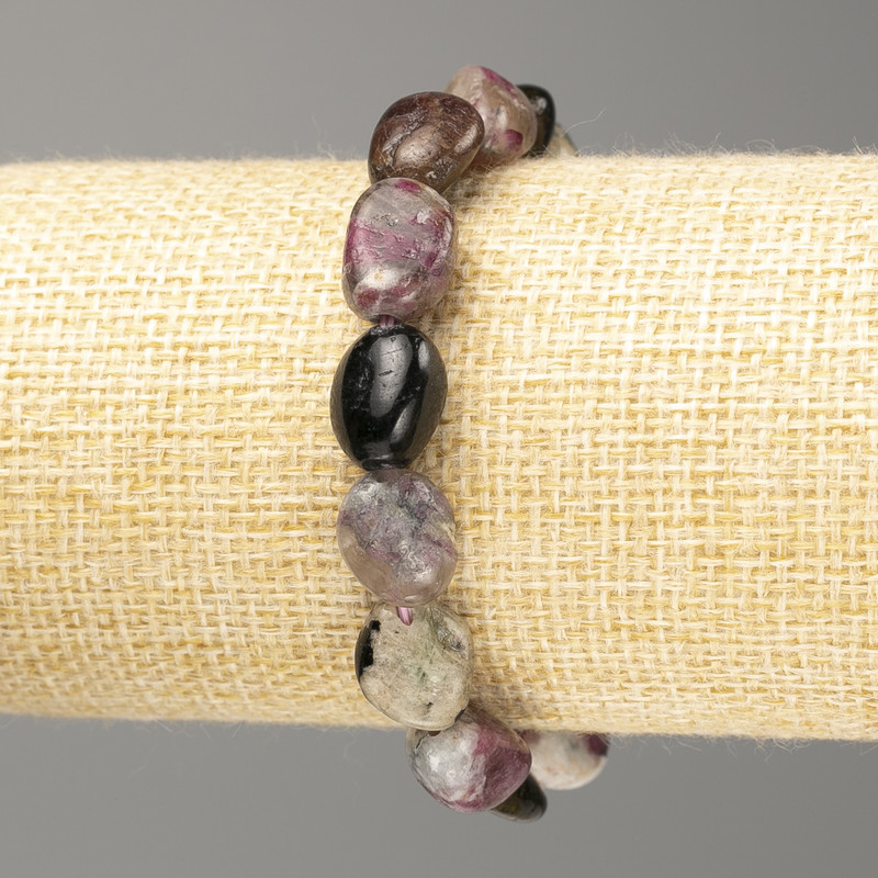 Brățară cu turmalin din piatră naturală, fațetată, diametrul 10x14 mm, lungime 18 cm (elastic)