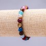 Brățară din agată multicoloră, piatră naturală, mărgele tăiate, diametrul de 8(±) mm, lungime 18 cm (elastic)