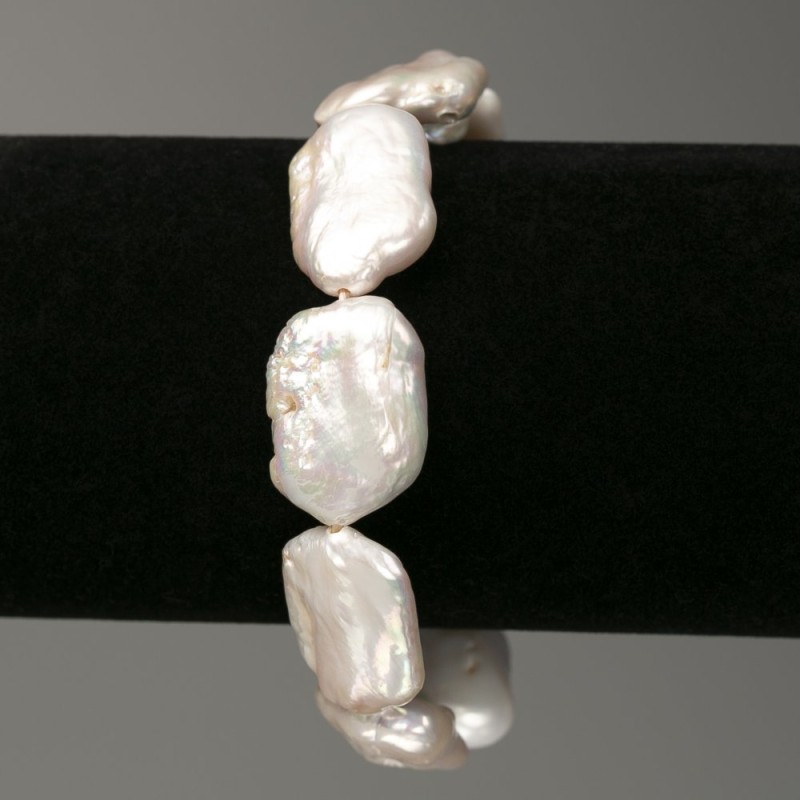 Brățară din perle baroce, nuanța «benzină», diametrul 14×23 mm ±, lungime 18 cm ± (extensibil)