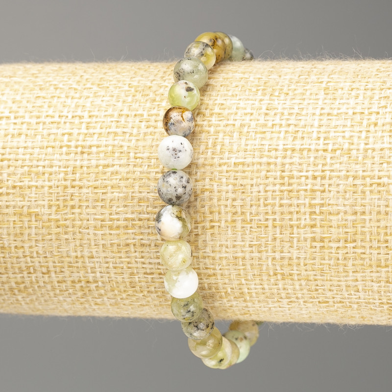 Brățară din opal verde, piatră naturală, mărgele netede, diametrul de 7 mm, lungime 18 cm (elastic)