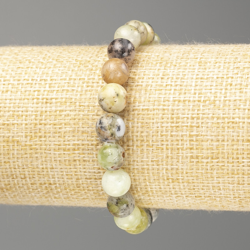 Brățară cu opal verde, piatră naturală, mărgele netede, diametrul 8,5 mm, lungime 18 cm (elastic)