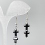 Cercei Hematit Cruce, diametrul 8,5×23 mm, lungimea 44 mm