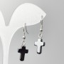 Cercei din hematit în formă de cruce, dimensiuni 10x14 mm, 5 mm +/-; lungime 36 mm