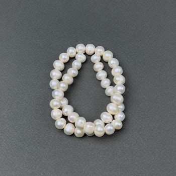 Perle de râu ovale pe șnur, diametru 10x8 mm ±, lungime 38 cm ±