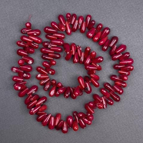 Mărgele din coral natural, granule, diametrul 13×6 mm, lungime 40 cm, pe fir