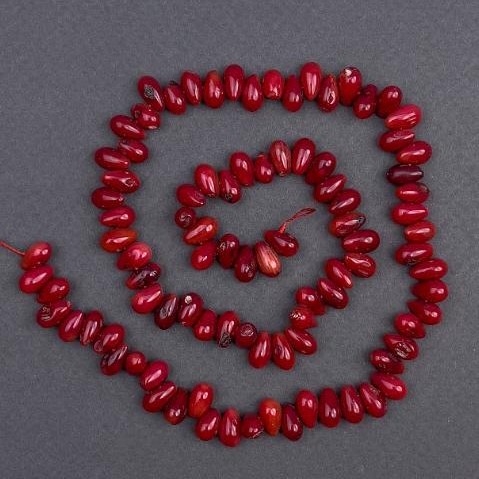 Coral natural boabe, diametru 8x5 mm, lungime 40 cm, pe fir