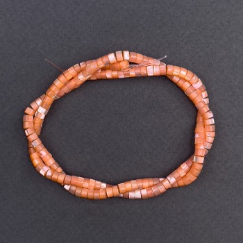 Mărgele sidef piersic, discuri, diametrul 4x2 mm, lungime 40 cm, pe fir