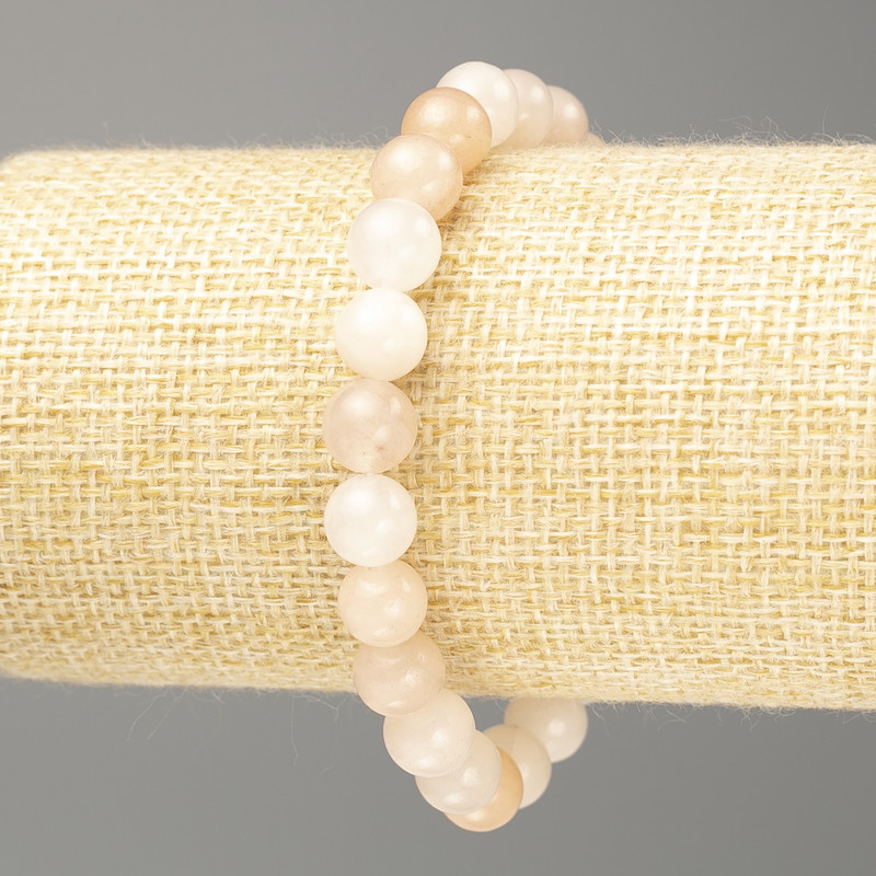 Brățară Selenit (acril lucios) mărgele netede, diametrul 8 mm, lungime 18 cm (elastic)