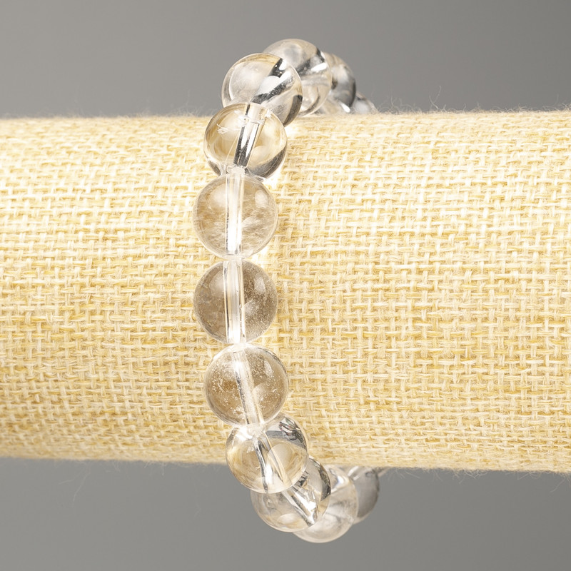 Brățară din cristal de munte, mărgele netede, diametrul de 12 mm, lungime 18 cm (elastic)