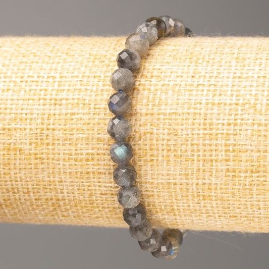 Brățară din labradorit natural, cu mărgele tăiate, diametrul de aproximativ 6 mm, lungime 18 cm (elastic)