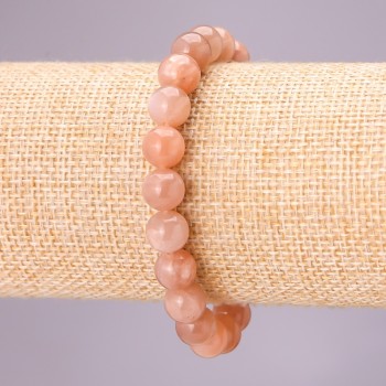 Brățară din selenit natural pe elastic, bile netede, diametru 10 mm (±), circumferința 18 cm