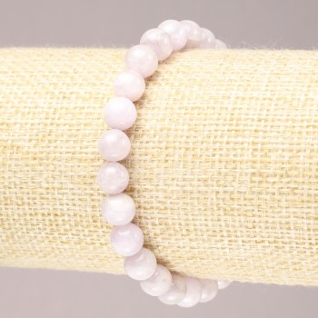 Браслет на резинці з натурального каменю Кунцит гладка кулька, діаметр 7, 5мм+