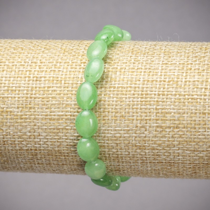 Brățară pe elastic din crizoprază naturală, mărgele ovale netede, diametrul 10x8 mm, lungime 18 cm