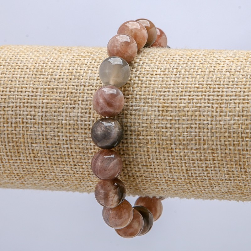 Brățară elastică din selenit natural, mărgele netede, diametrul de aproximativ 10 mm, circumferința aproximativă de 18 cm