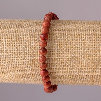 Brățară din aventurin „Nisip auriu” pe elastic, bilă netedă, diametrul 6 mm, circumferința 18 cm