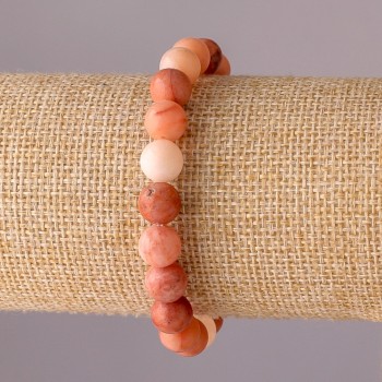 Brățară din selenit pe elastic, bile netede, diametrul 8 mm, circumferința 18 cm