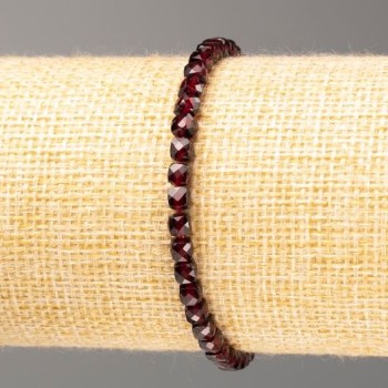 Brățară din granat, pietre naturale, cuburi tăiate, diametru 4 mm, lungime 18 cm (elastic)