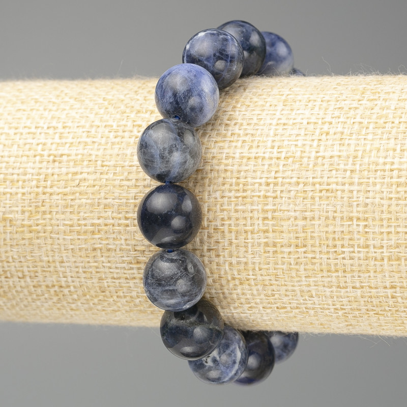Brățară din sodalit, pietre naturale, mărgele netede, diametrul 12,5 mm, lungime 18 cm (elastic)