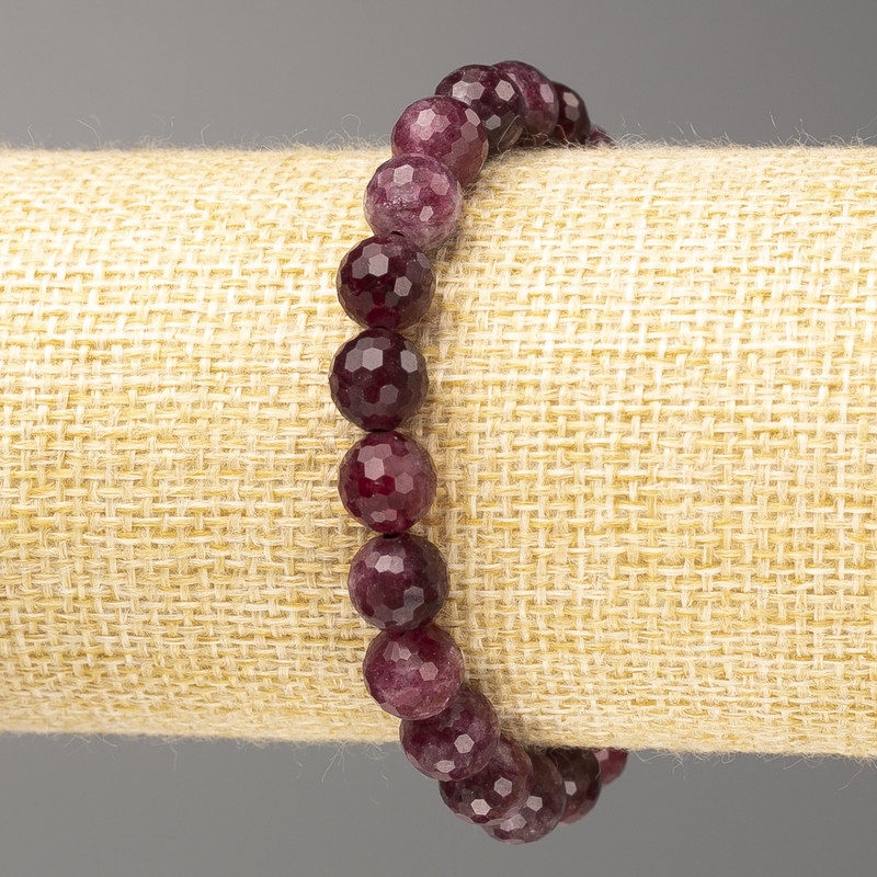 Brățară rubelit turmalin, piatră naturală, mărgele fațetate, diametrul 8 mm, lungime 18 cm (elastic)