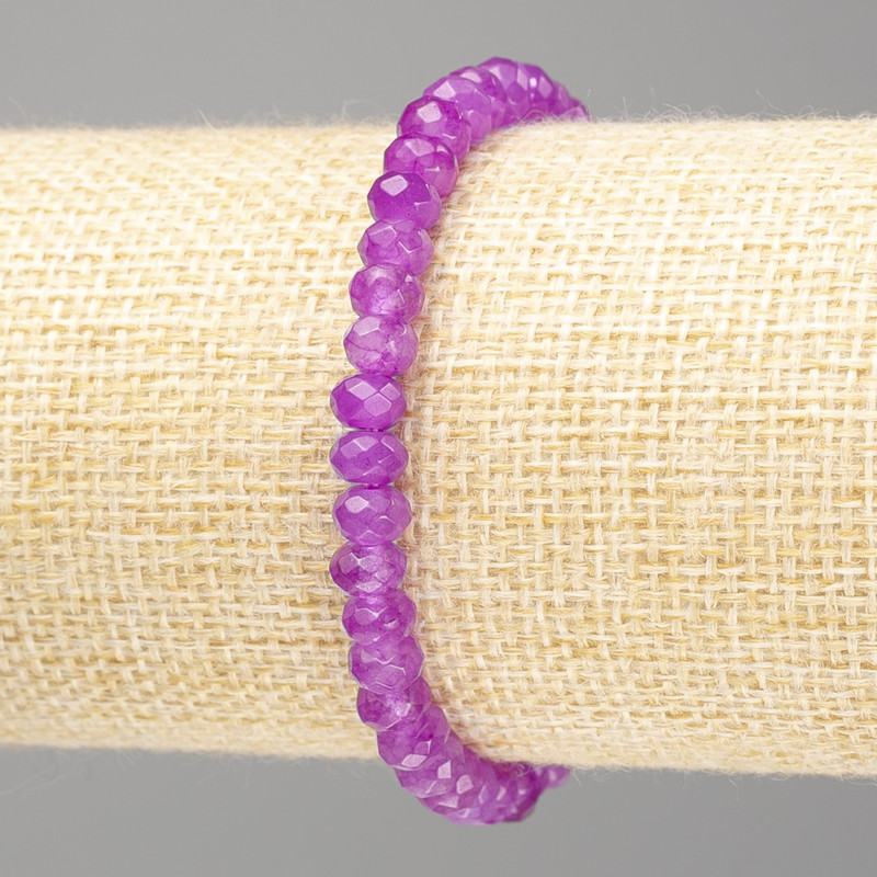 Brățară din piatră artificială tonată, ametist deschis liliac, rondeluri facetate, diametrul de 6x4 mm, lungime 18 cm (elastic)