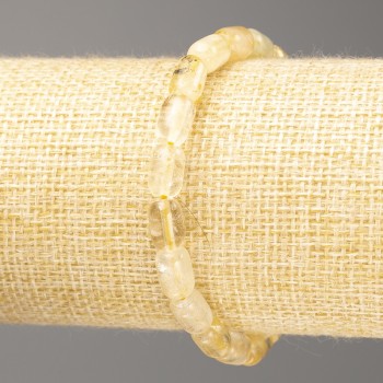 Браслет із натурального камня Цитрин барило, діаметр 9х6мм, довжина 18см (стрейч)