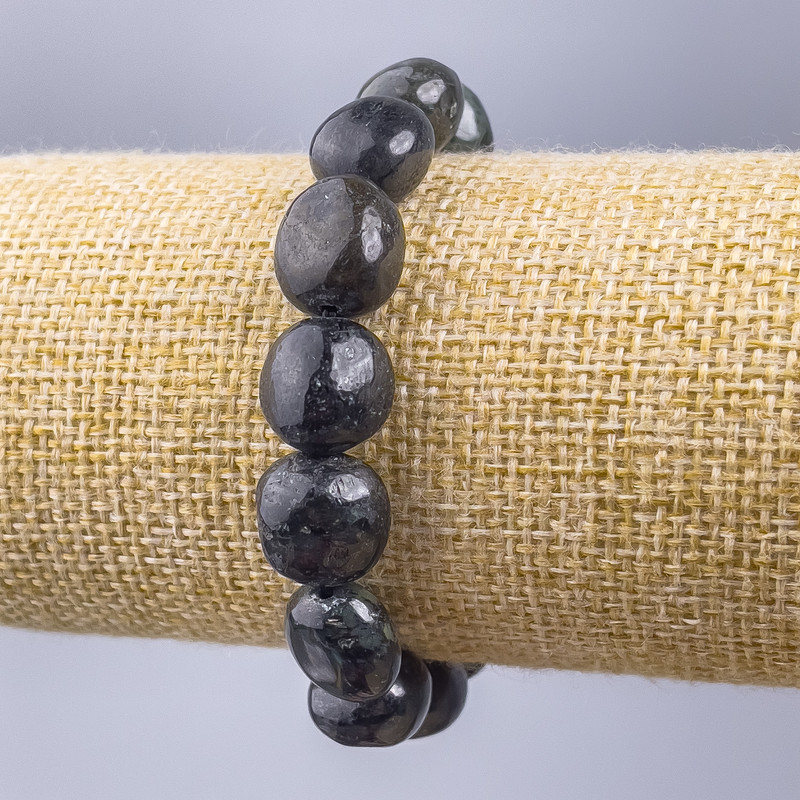 Brățară cu serafinit, piatră naturală, fațetată, diametrul 12x14 mm ±, lungime 18 cm (elastică)