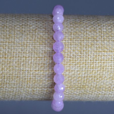 Brățară din kunzit natural, mărgele tăiate, diametru aproximativ 6 mm, lungime 18 cm (elastic)